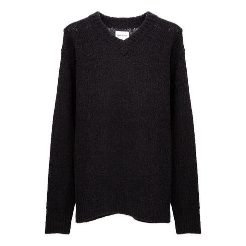 Norse Projects Rasmus Relaxed Brushed V Neck Sweater Black N45-0617 Degli Uberti